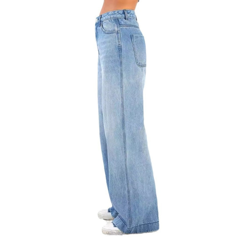 Damen-Jeanshose mit hoher Taille und weitem Bein Erfolg
