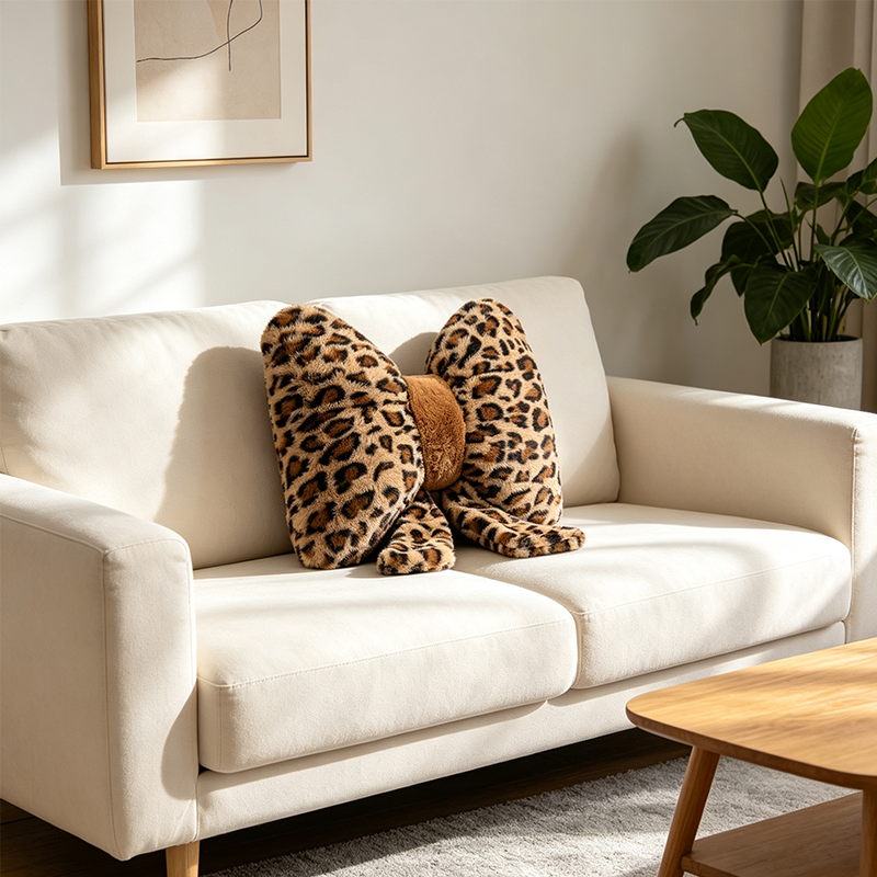 🎀JETZT 50 % RABATT!! 🐆 Dekokissen in Schleifenform mit Leopardenmuster – Weiches Sofakissen als Rückenstütze für Zuhause und Büro