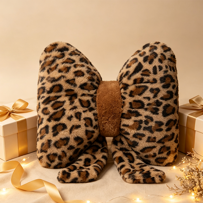 🎀JETZT 50 % RABATT!! 🐆 Dekokissen in Schleifenform mit Leopardenmuster – Weiches Sofakissen als Rückenstütze für Zuhause und Büro