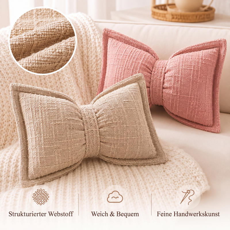 🎀✨ Weiches Chenille-Kissen in Schleifenform – flauschig, dekorativ & vielseitig, jetzt −50%