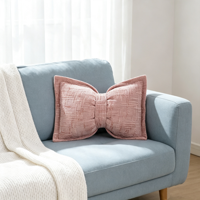 🎀✨ Weiches Chenille-Kissen in Schleifenform – flauschig, dekorativ & vielseitig, jetzt −50%