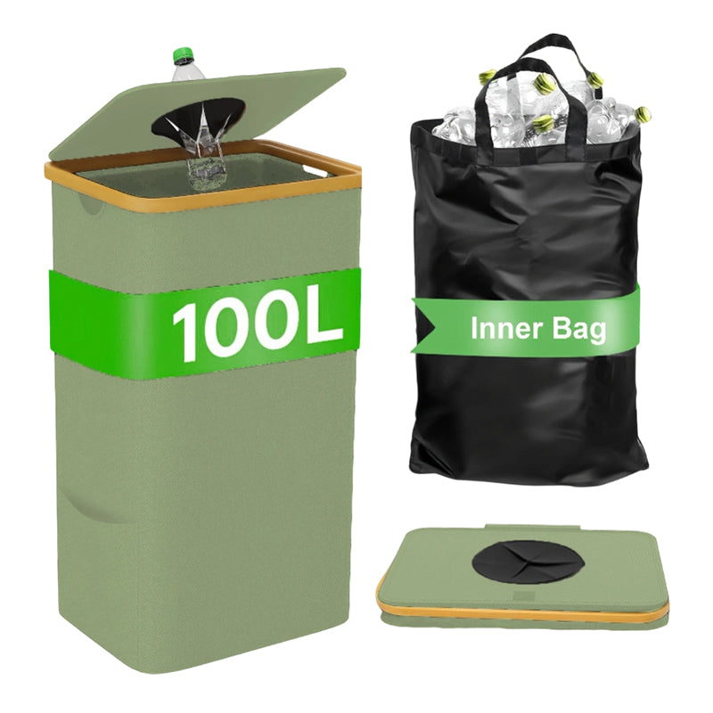 Foldable Recycling Bin with Lid for Kitchen & Home