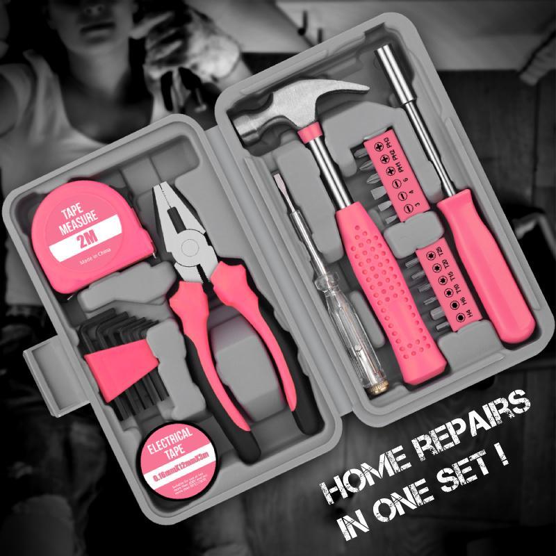 🔥Hot Sale🔥Tragbares 24-teiliges Haushaltswerkzeugset – inkl. Aufbewahrungsbox, Hammer, Schraubendreher, Zange, Maßband & Bits für DIY-Hausreparaturen