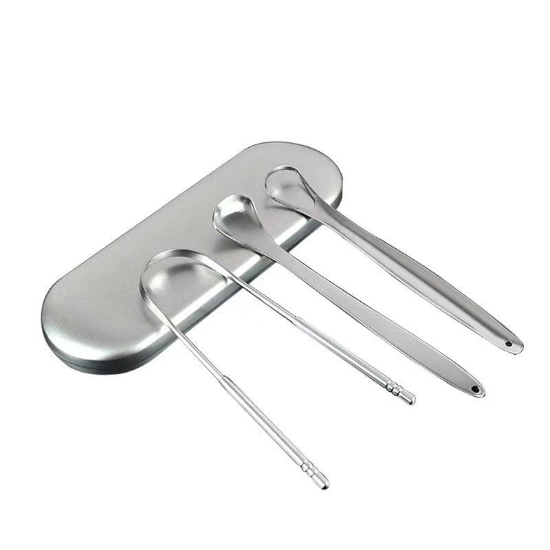 Edelstahl-Zungenreiniger-Set