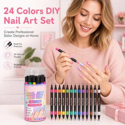 📢📢 50% RABATT !!⏰️ 24 Farben Doppelendige Nailart-Stifte Set