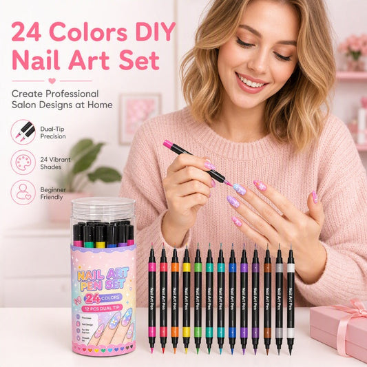 📢📢 50% RABATT !!⏰️ 24 Farben Doppelendige Nailart-Stifte Set