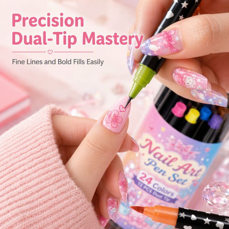 📢📢 50% RABATT !!⏰️ 24 Farben Doppelendige Nailart-Stifte Set