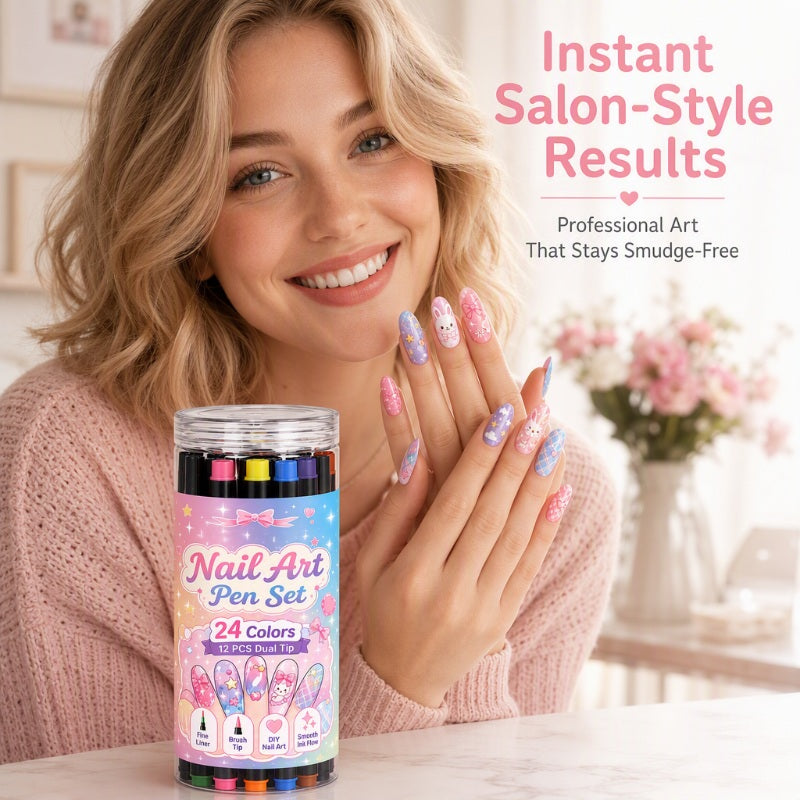 📢📢 50% RABATT !!⏰️ 24 Farben Doppelendige Nailart-Stifte Set