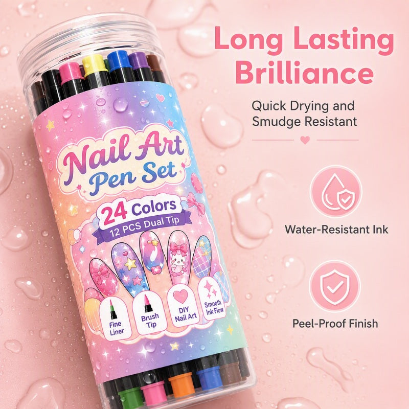 📢📢 50% RABATT !!⏰️ 24 Farben Doppelendige Nailart-Stifte Set