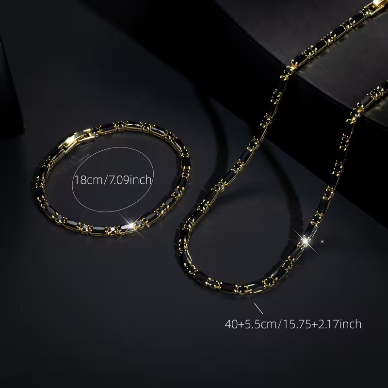 ✨ JETZT 50% RABATT! 💎 Funkelndes Schmuckset für Männer – Halskette & Armband – Kubischer Zirkonia – Perfekt für Alltag und Feier 🎁