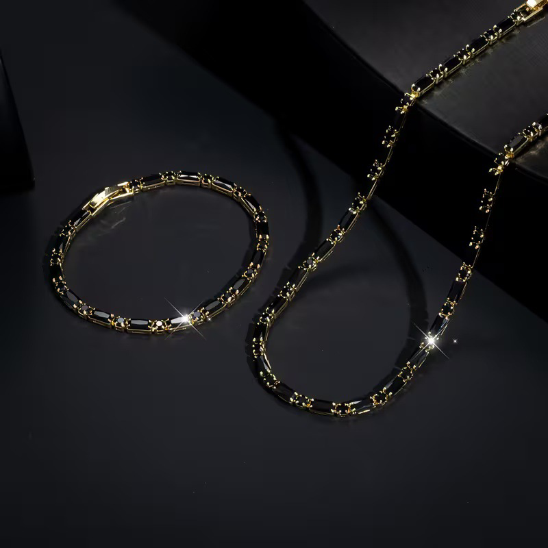 ✨ JETZT 50% RABATT! 💎 Funkelndes Schmuckset für Männer – Halskette & Armband – Kubischer Zirkonia – Perfekt für Alltag und Feier 🎁