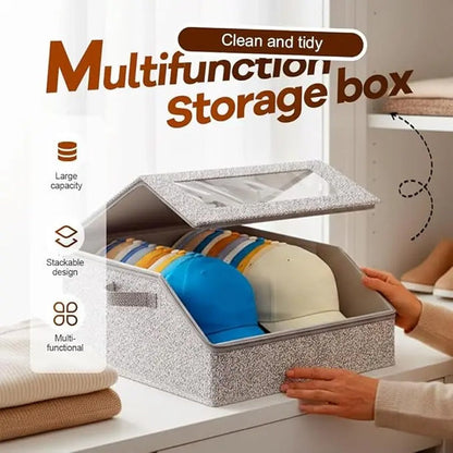 Stapelbare Hutaufbewahrungsbox mit Sichtfenster