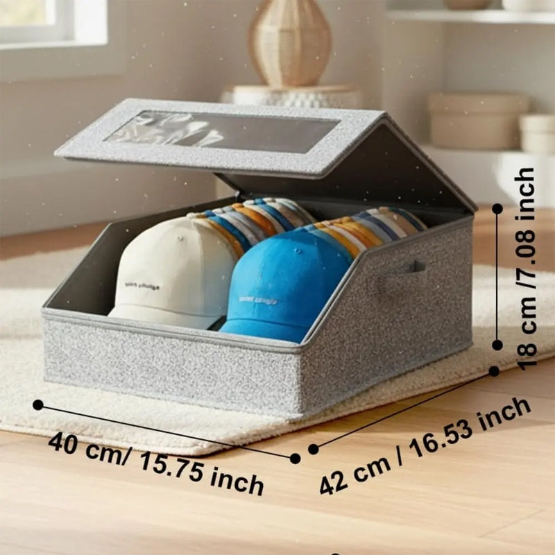 Stapelbare Hutaufbewahrungsbox mit Sichtfenster