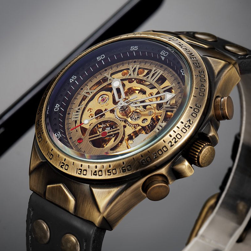 📢📢 40% RABATT !!⏰ Mechanische Retro-Uhr – Automatikwerk, Doppel-Armbandwahl (Stahl/Leder) – Vintage-Stil, moderne Präzision ✨