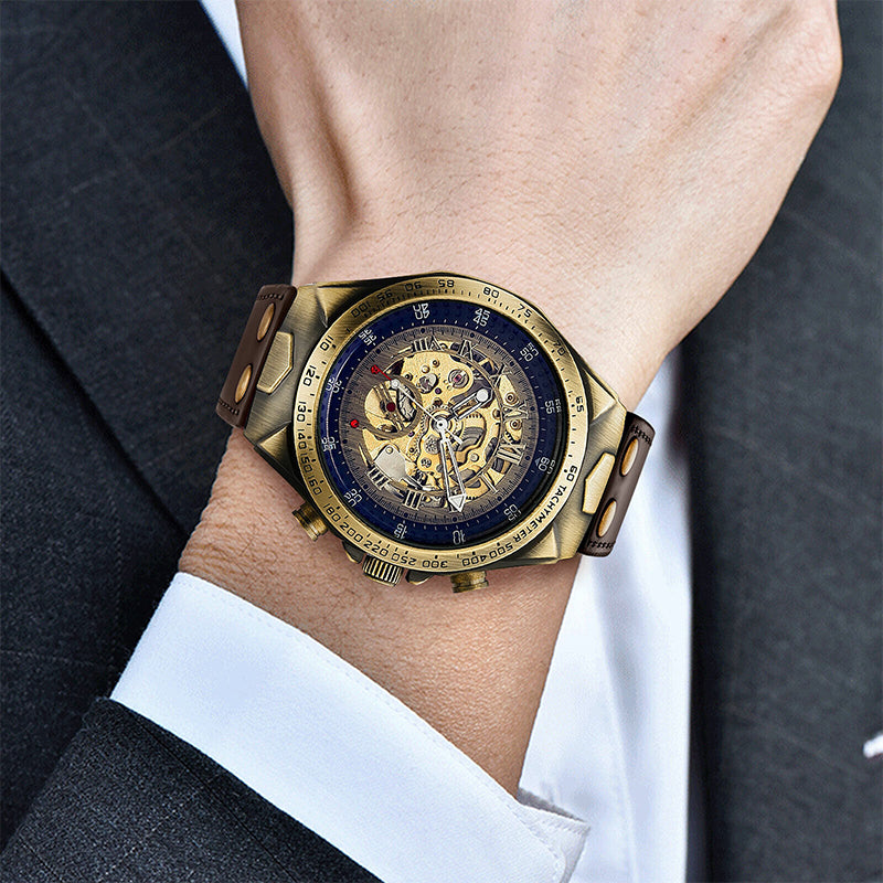 📢📢 40% RABATT !!⏰ Mechanische Retro-Uhr – Automatikwerk, Doppel-Armbandwahl (Stahl/Leder) – Vintage-Stil, moderne Präzision ✨