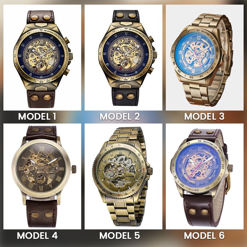 📢📢 40% RABATT !!⏰ Mechanische Retro-Uhr – Automatikwerk, Doppel-Armbandwahl (Stahl/Leder) – Vintage-Stil, moderne Präzision ✨