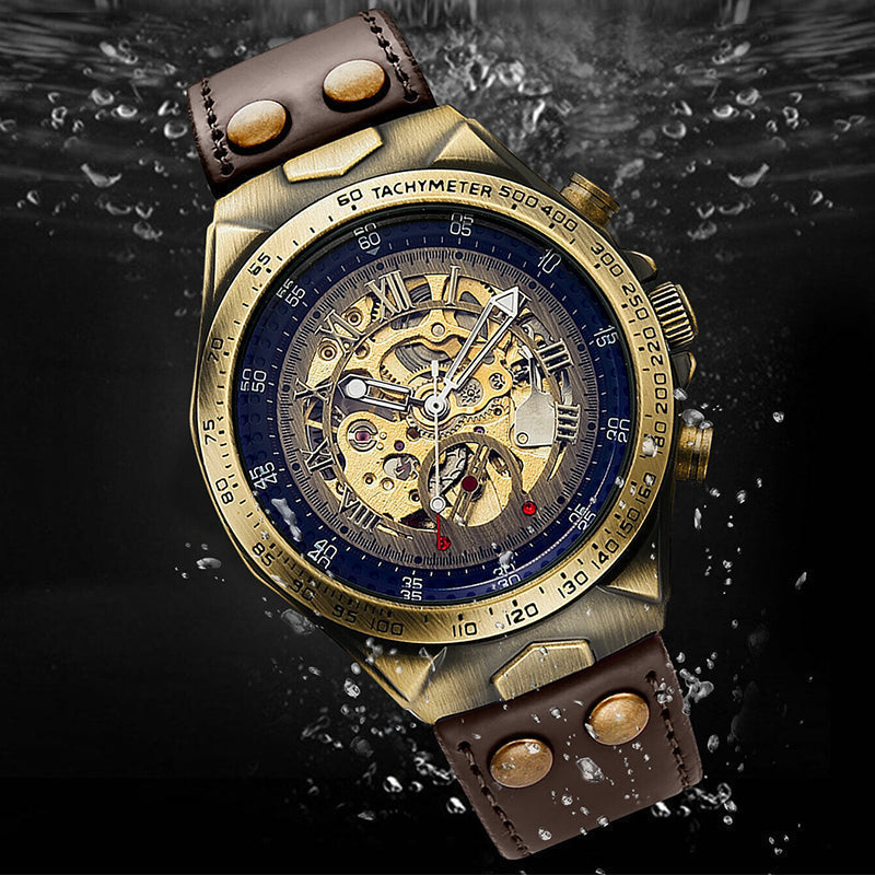 📢📢 40% RABATT !!⏰ Mechanische Retro-Uhr – Automatikwerk, Doppel-Armbandwahl (Stahl/Leder) – Vintage-Stil, moderne Präzision ✨