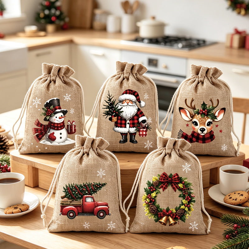 🎄 50% RABATT! 🎁 Weihnachts‑Geschenksäckchen – Festliche Motive, Kordelzug & strapazierfähig ✨