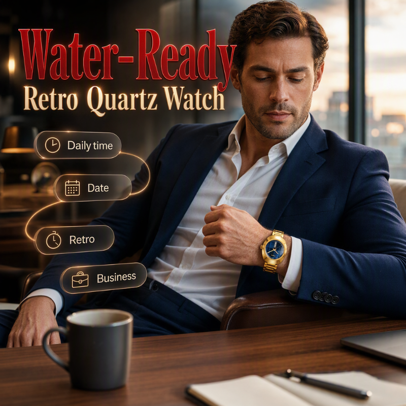 Herren Retro Klassische Quarzuhr