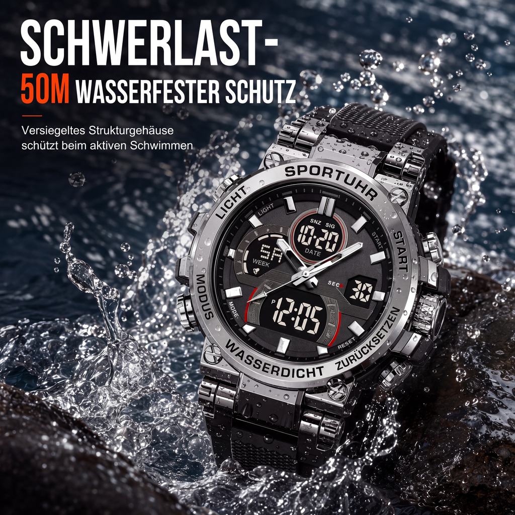 📢📢50% RABATT !!⏰Taktische Digital-Sportuhr im Stil 50M, wasserdicht und multifunktional