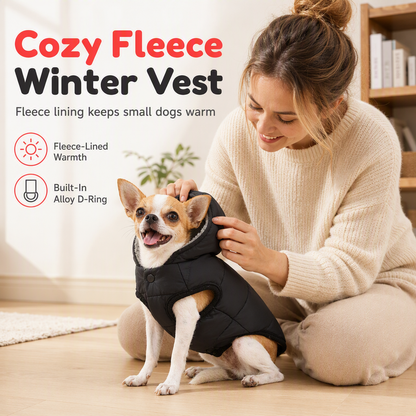 🐶 50% RABATT! ❄️ Hunde-Winterweste – Fleecefutter, winddicht & mit Anlein-Ring ✨