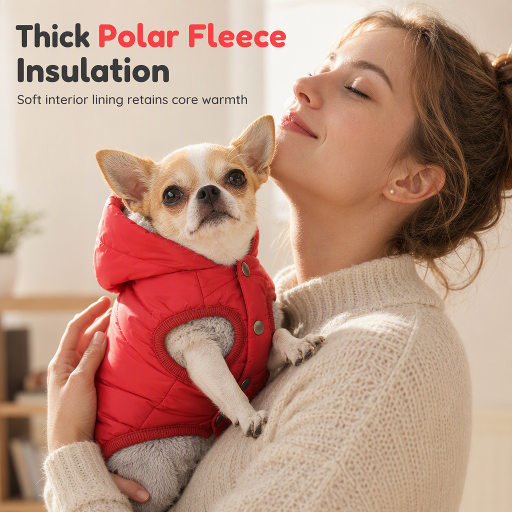 🐶 50% RABATT! ❄️ Hunde-Winterweste – Fleecefutter, winddicht & mit Anlein-Ring ✨
