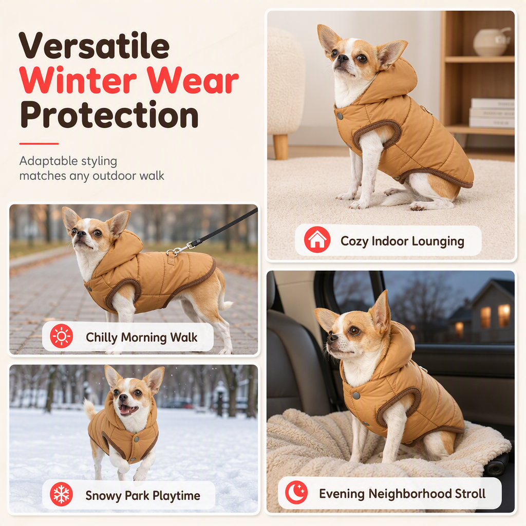 🐶 50% RABATT! ❄️ Hunde-Winterweste – Fleecefutter, winddicht & mit Anlein-Ring ✨