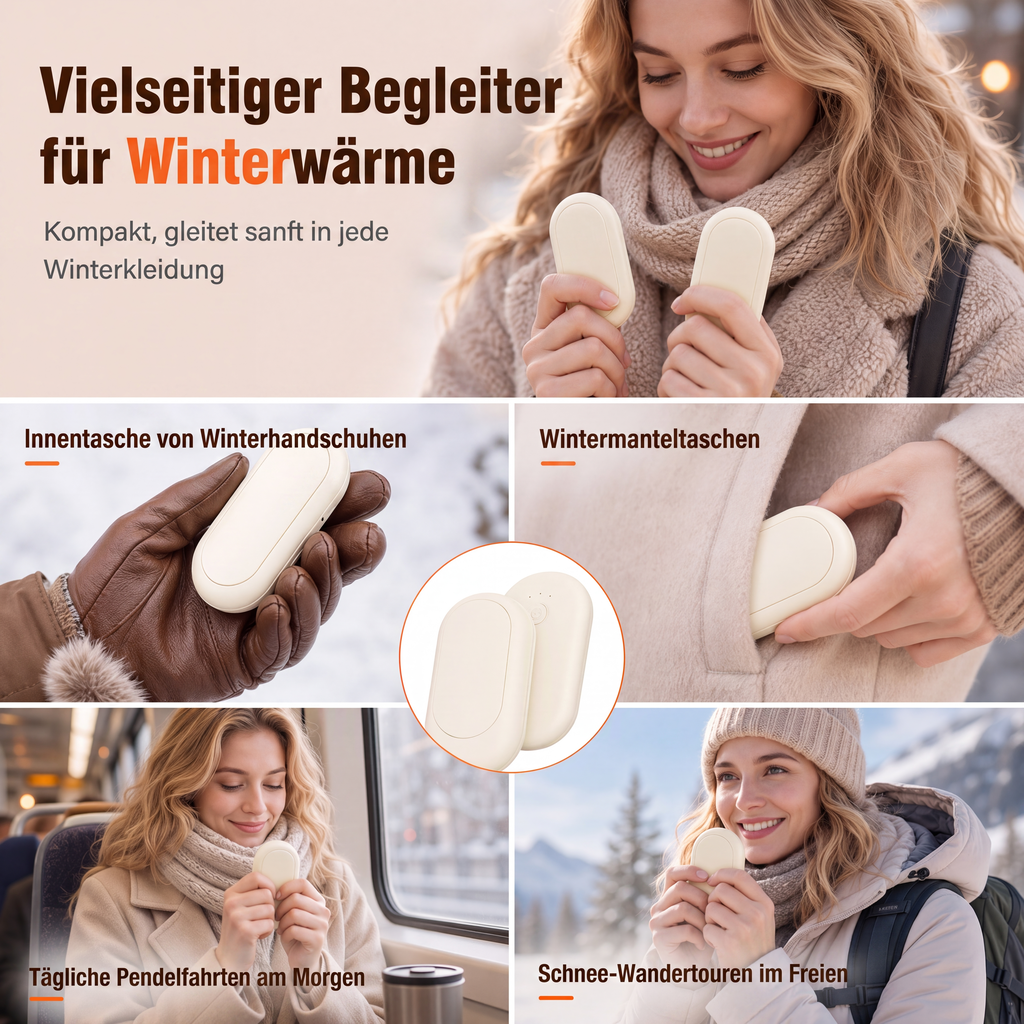 📢⏰Magnetischer, teilbarer 2-in-1 wiederaufladbarer Handwärmer – Mini tragbarer USB-Elektro-Handwärmer