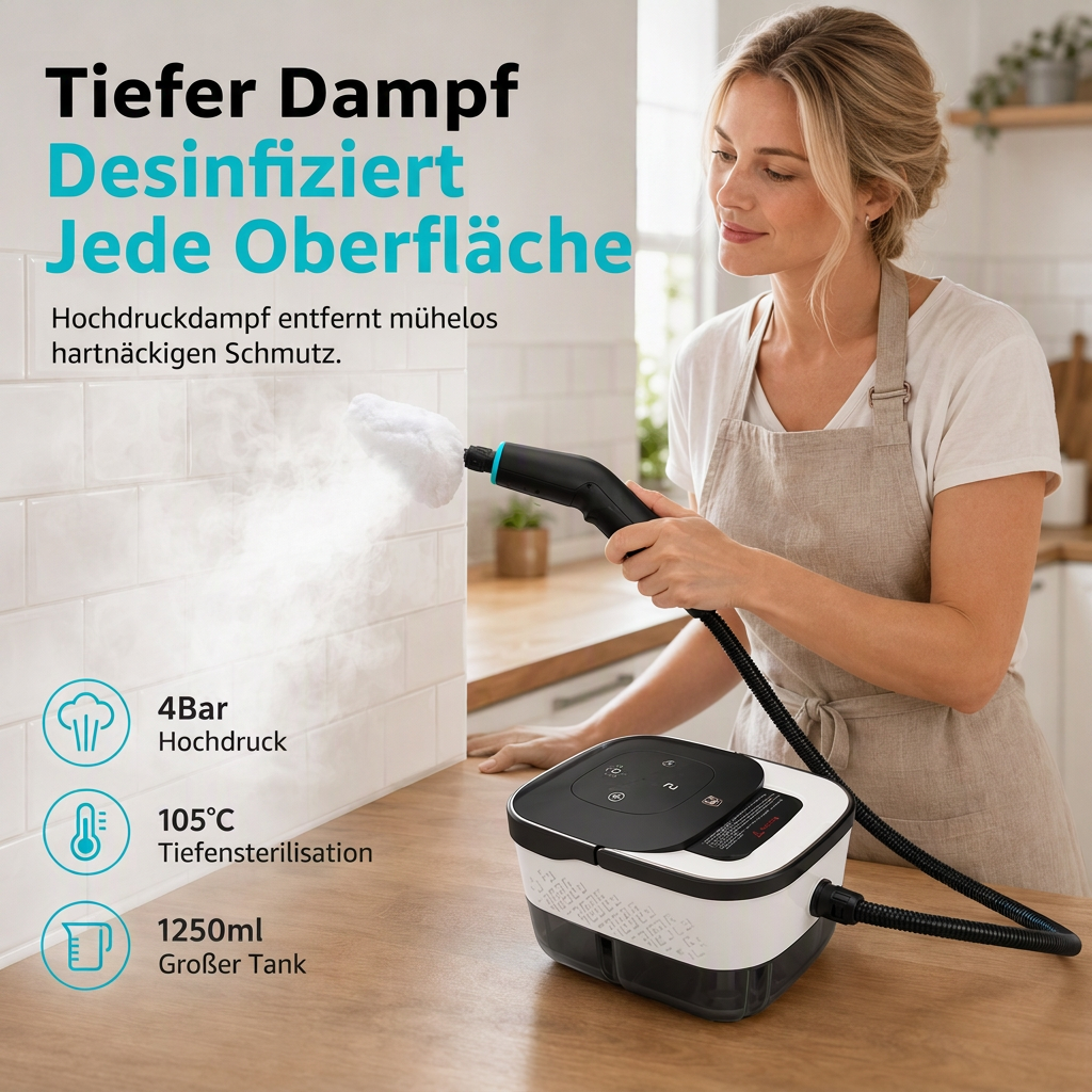 📢📢50% RABATT !♨️ Dampfreiniger mit Digitalanzeige – Hochdruck & Hochtemperatur, multifunktional für Küche, Bad & Haushalt