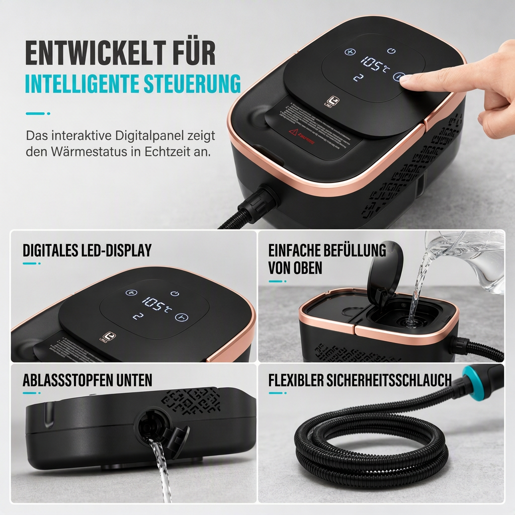 📢📢50% RABATT !♨️ Dampfreiniger mit Digitalanzeige – Hochdruck & Hochtemperatur, multifunktional für Küche, Bad & Haushalt