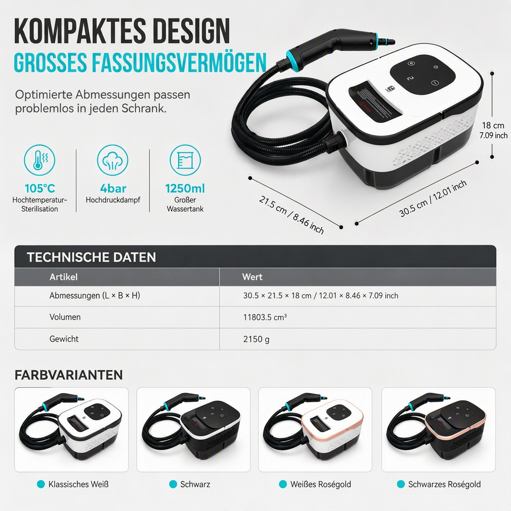 📢📢50% RABATT !♨️ Dampfreiniger mit Digitalanzeige – Hochdruck & Hochtemperatur, multifunktional für Küche, Bad & Haushalt