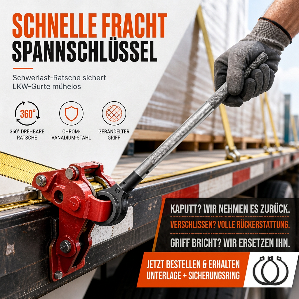 🔧50% RABATT⏰Ratschenschlüssel für LKW-Seile, 360° drehbar, stabil & belastbar🚛