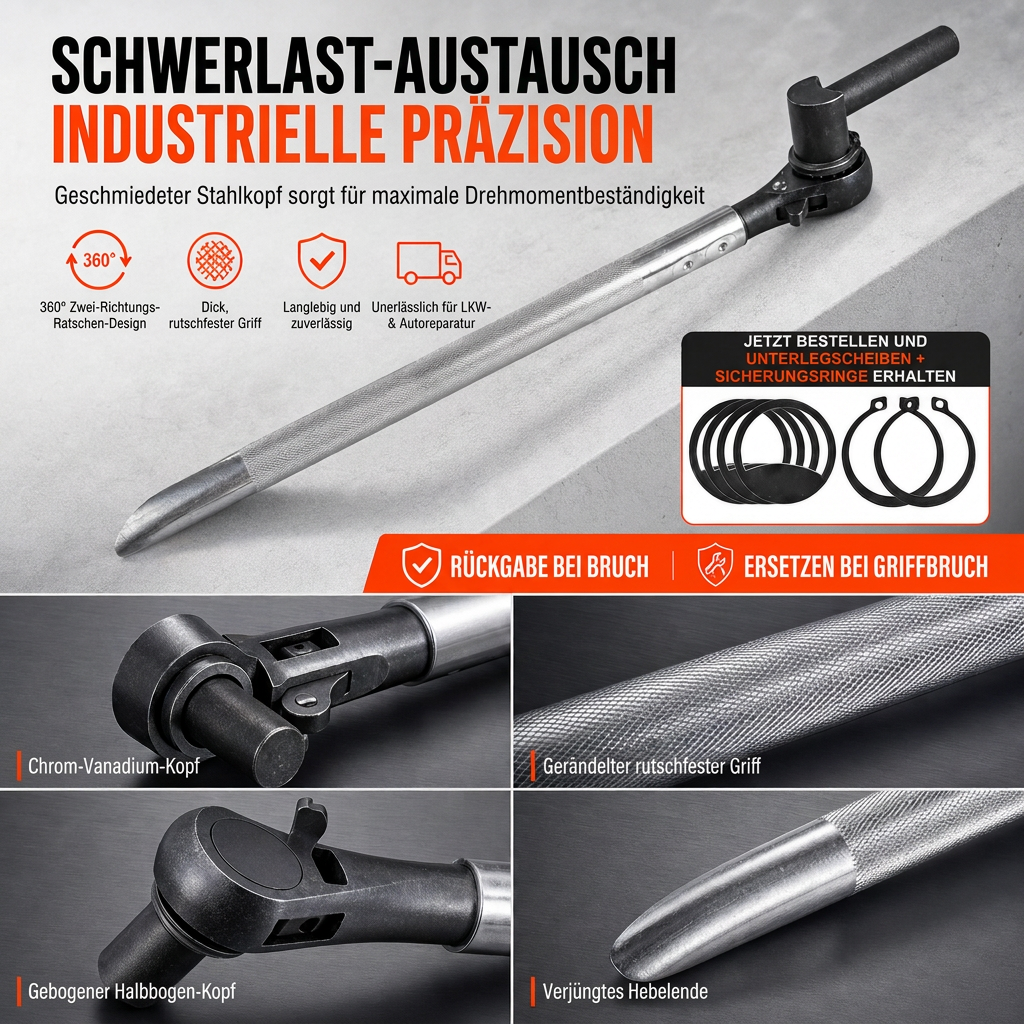 🔧50% RABATT⏰Ratschenschlüssel für LKW-Seile, 360° drehbar, stabil & belastbar🚛