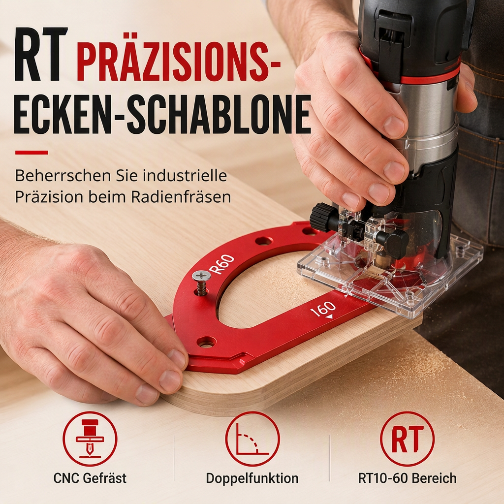 🔧 50% RABATT! 🪚 R-Winkel-Frässchablone – Für abgerundete Ecken & Holzbearbeitung ✨