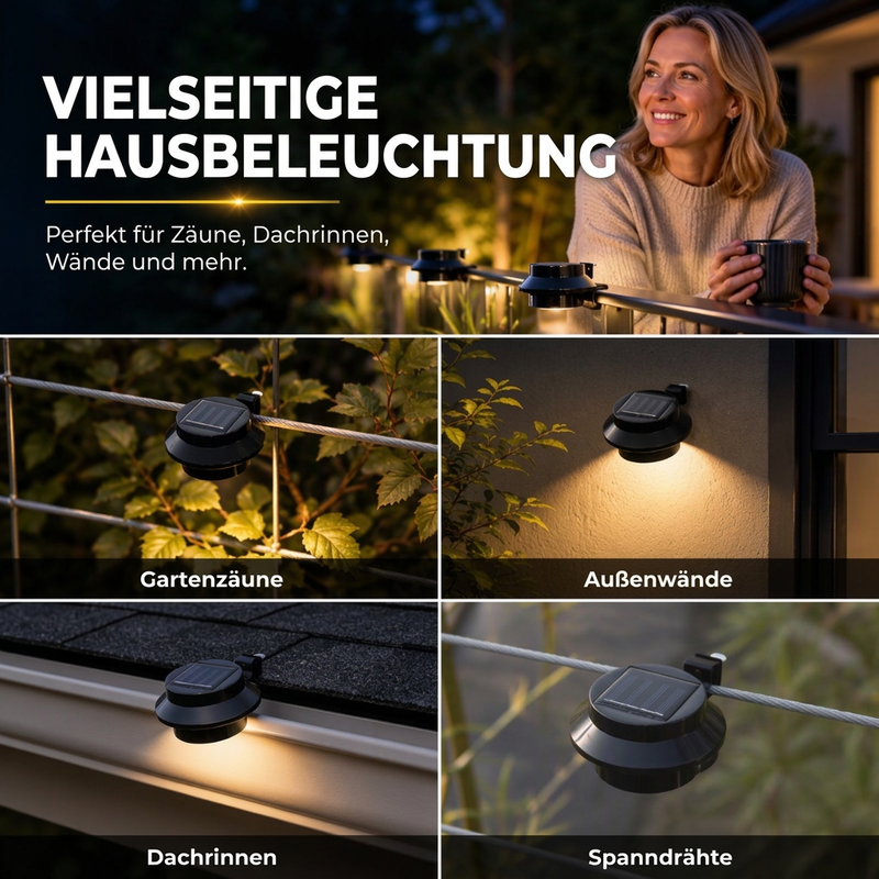 🔥50% RABATT🔥 SOLAR GARTENLEUCHTEN Wasserdicht für Dachrinnen und Wände