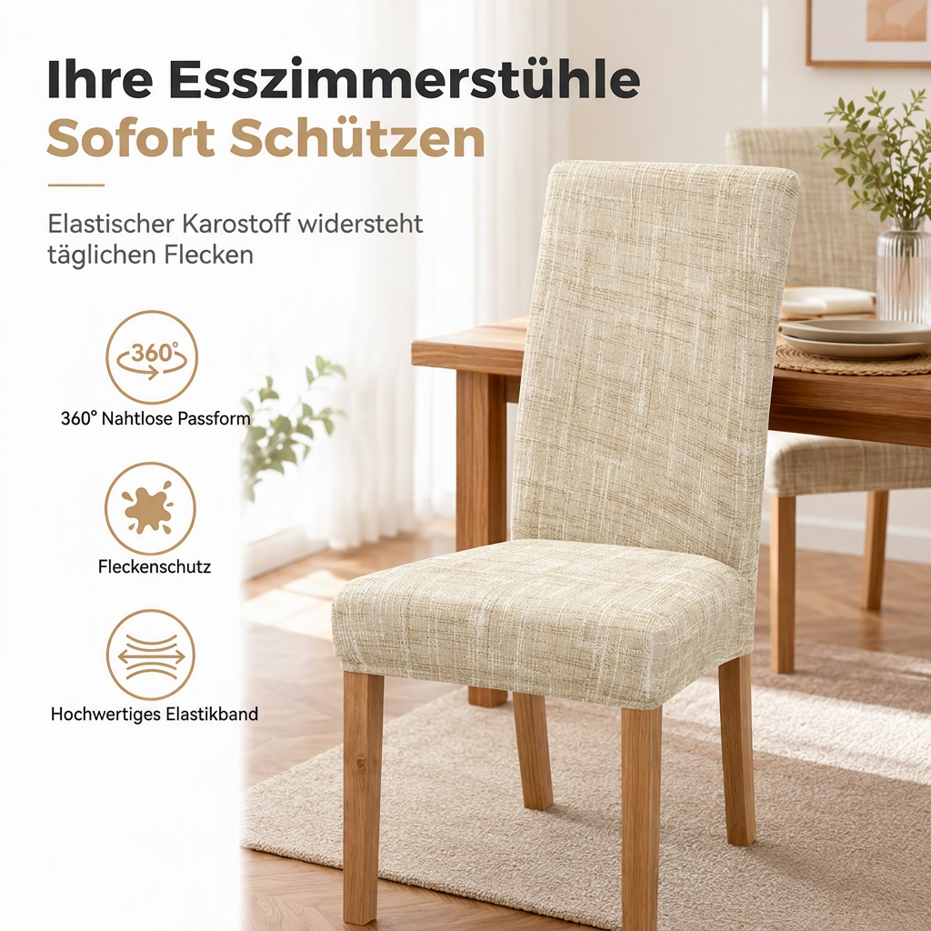 🪑 ZEITBEGRENZT 50% RABATT! ✨ Universelle dehnbare karierte Stuhlhülle – schützend, einfach anzubringen 🧺