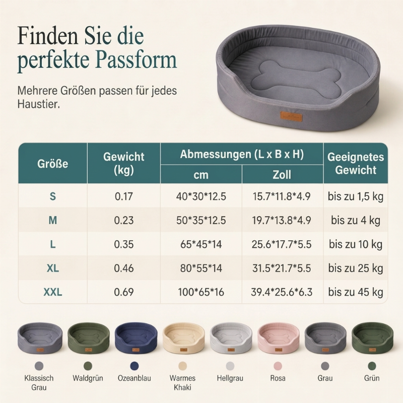 ✨50% RABATT NU! !✨Abnehmbares ovales Haustierbett aus Polar-Fleece und Oxford-Stoff mit feuchtigkeitsabweisender, rutschfester Unterseite und Schwammkissen für Hunde und Katzen