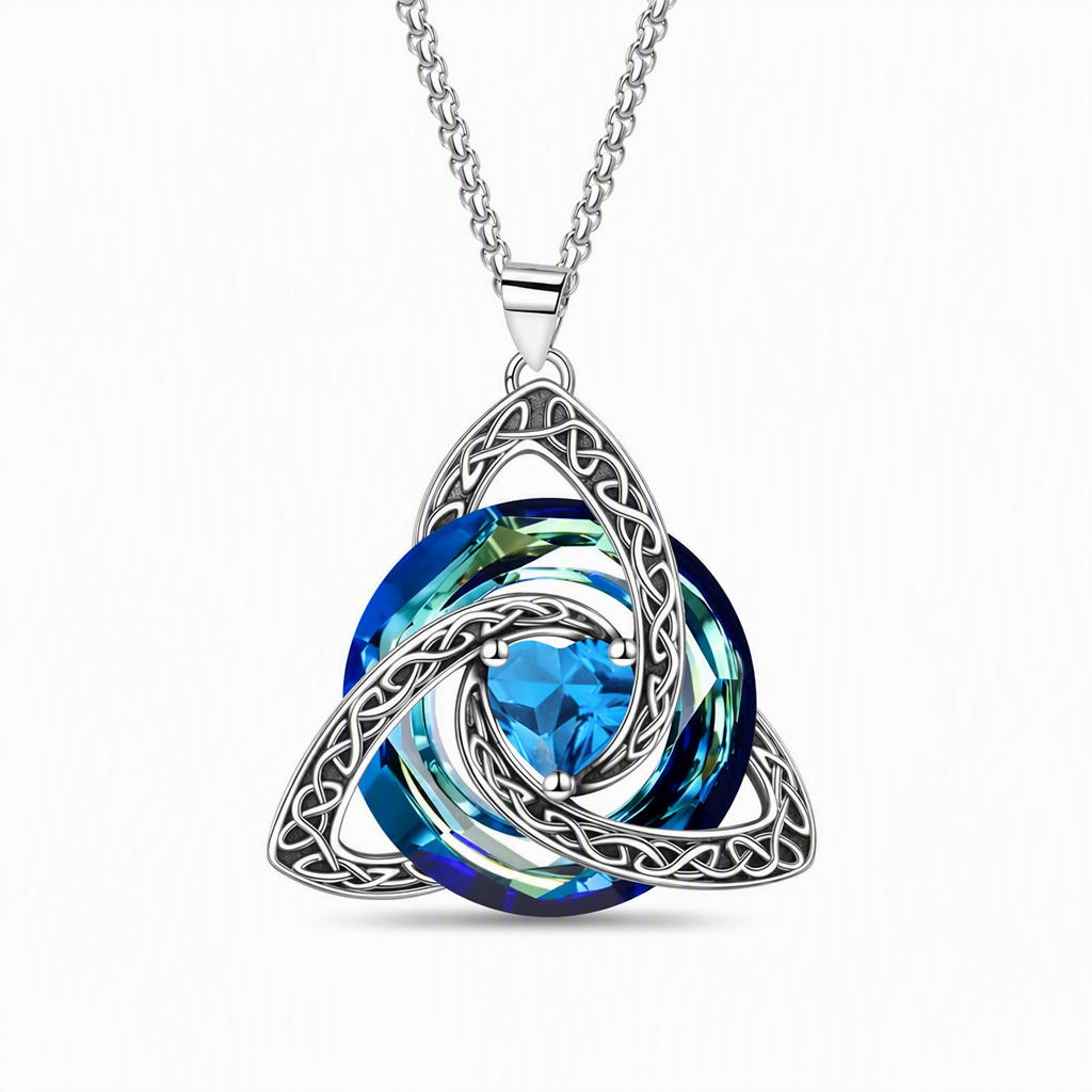 💜50% RABATT✨Keltische Knoten-Halskette mit Monatsstein und Herzanhänger, elegantes Geschenk für Frauen💫
