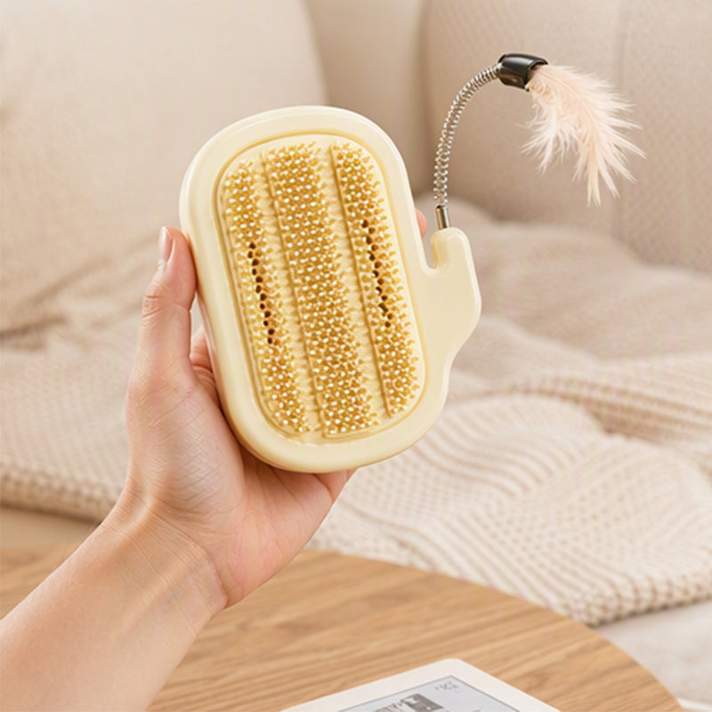 2-in-1 Eck-Fellpflegebürste für Haustiere mit Federstab