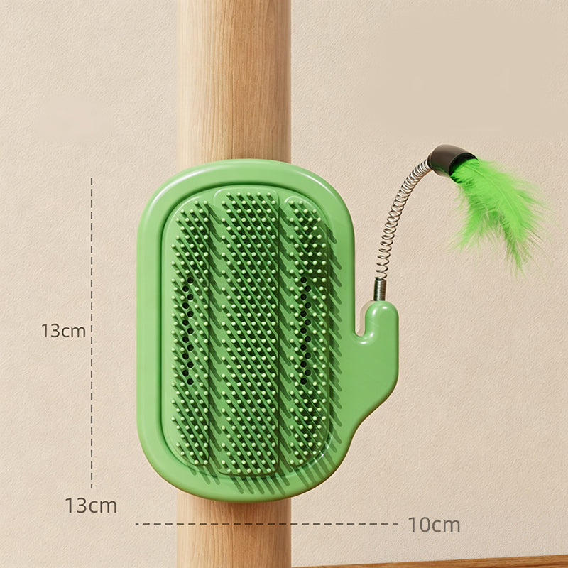2-in-1 Eck-Fellpflegebürste für Haustiere mit Federstab