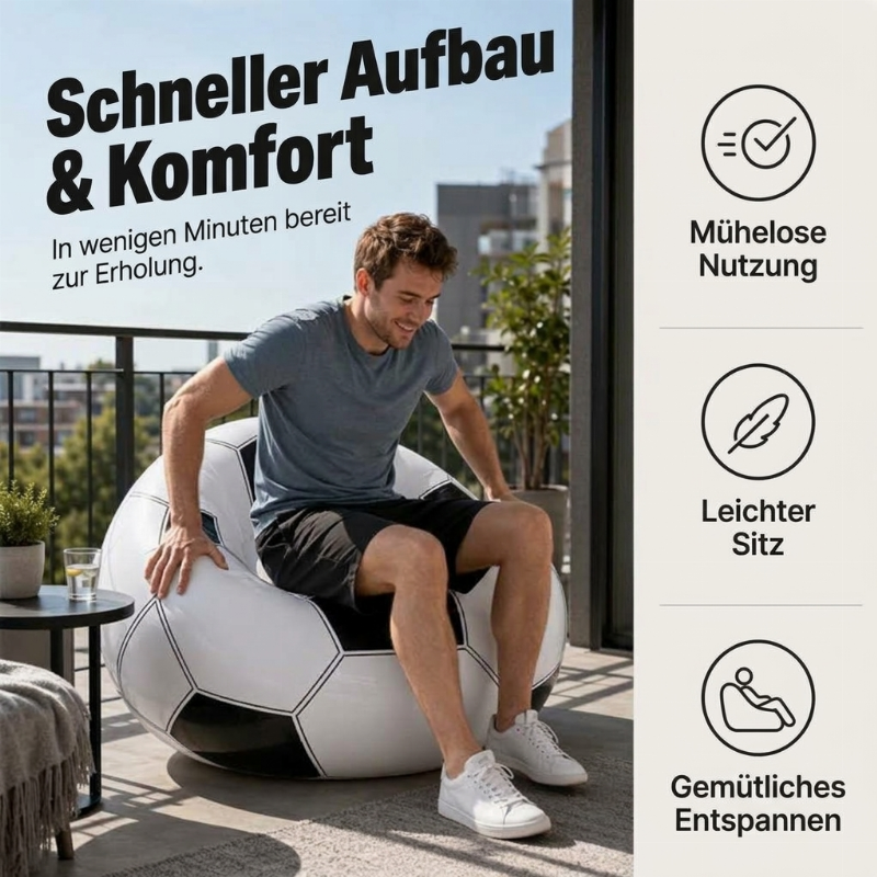 📢📢40% RABATT !!⏰Aufblasbares Sofa in Fußballform aus PVC