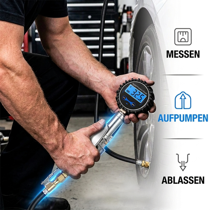 📢📢50% RABATT !!⏰Digitaler Reifendruckmesser mit Aufpumpfunktion