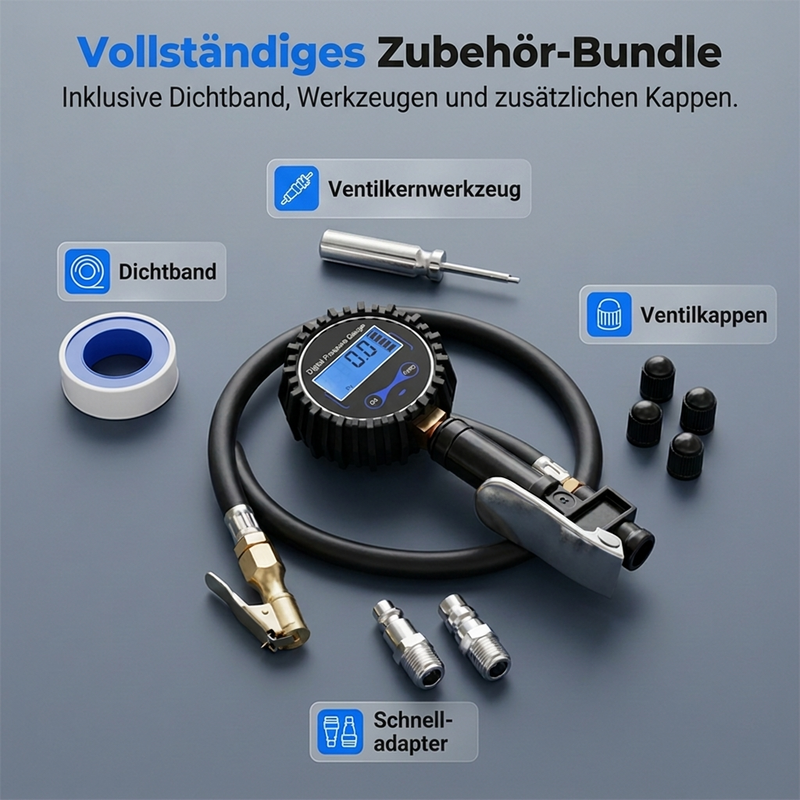 📢📢50% RABATT !!⏰Digitaler Reifendruckmesser mit Aufpumpfunktion