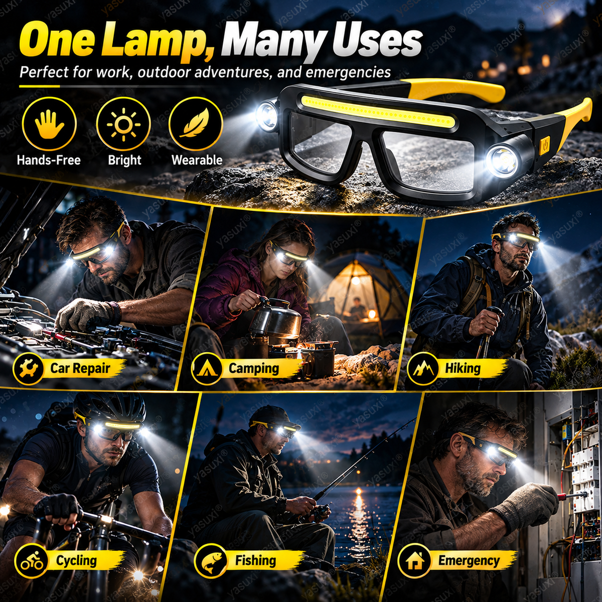 ✨🔦 Wiederaufladbare LED-Stirnlampe im Brillen-Design – freihändige Beleuchtung für Arbeit, Outdoor & Alltag 💡
