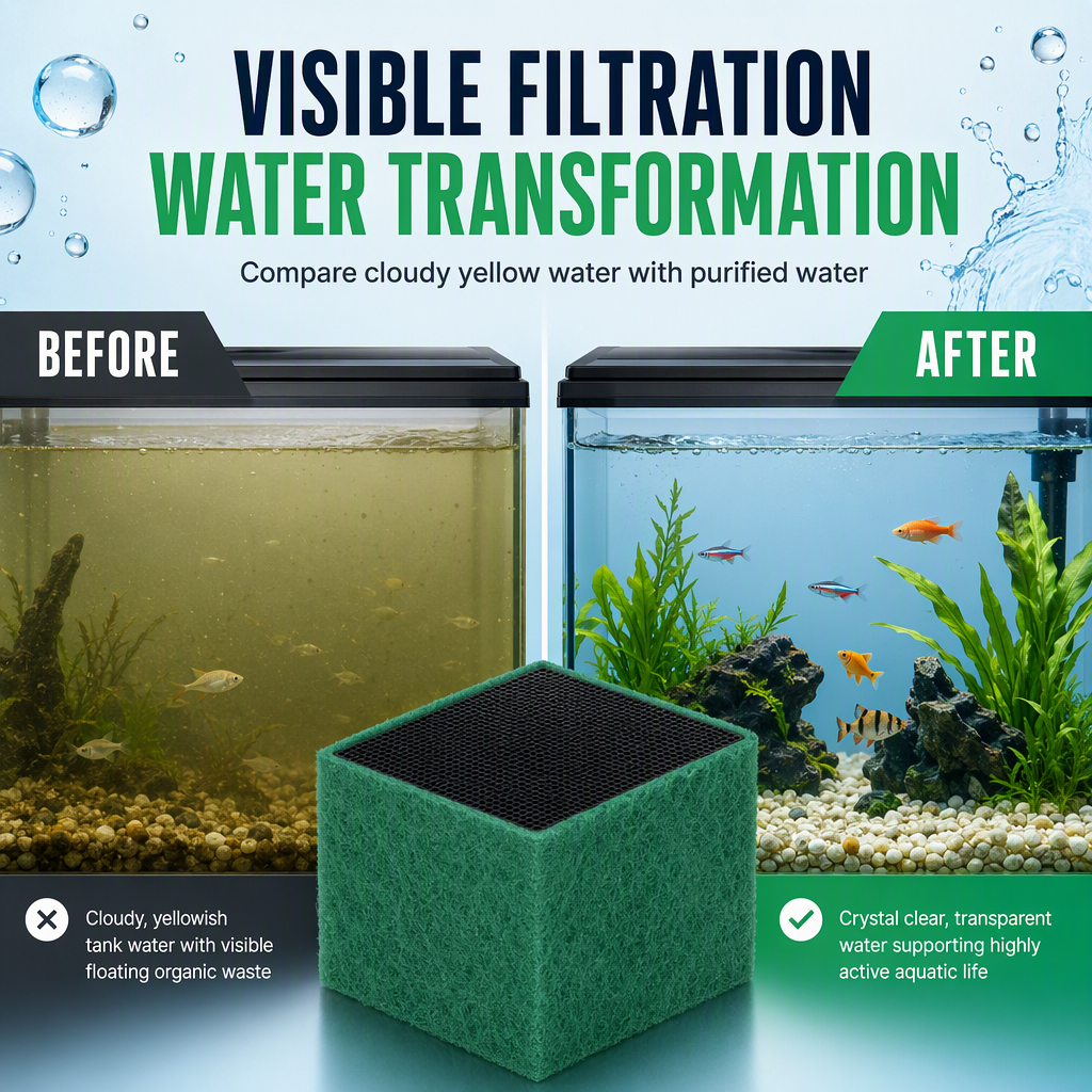 🐠 50 % RABATT!  Aktivkohle-Filterwürfel für Aquarien – Wabenstruktur für kristallklares Wasser & Geruchsneutralisierung 🌿