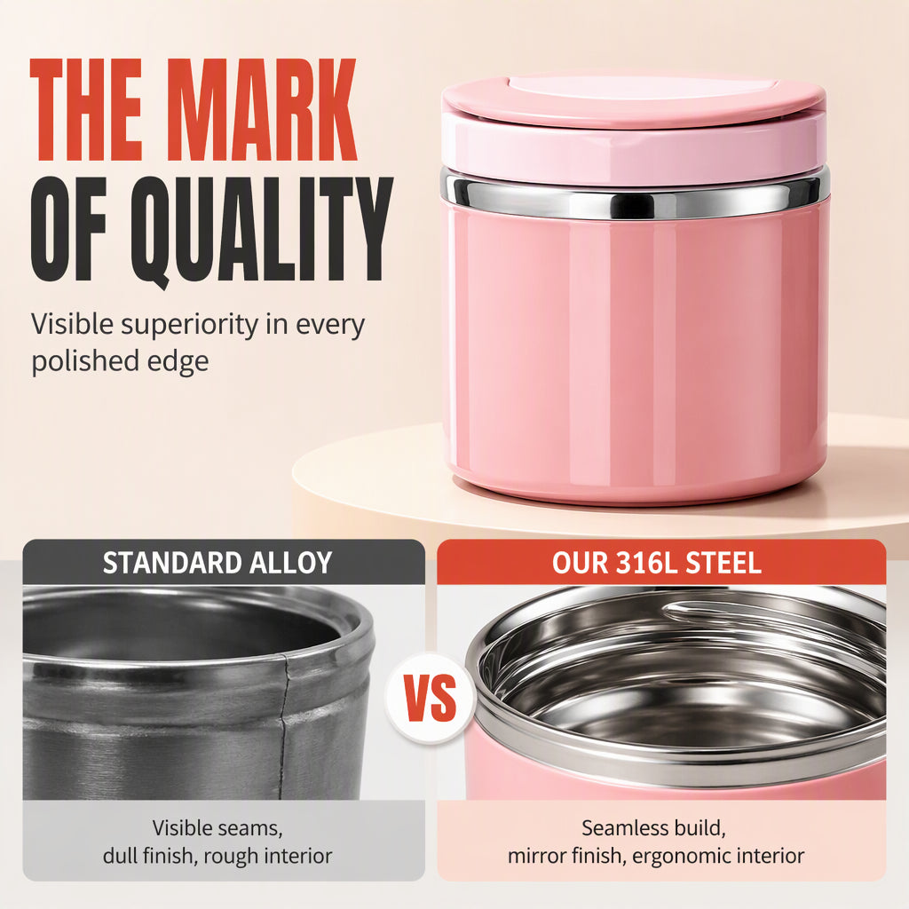 Portable Stainless Steel Insulated Lunch Box with Lid Multi Layer Stackable Bento Food Container for Students and Office Workers