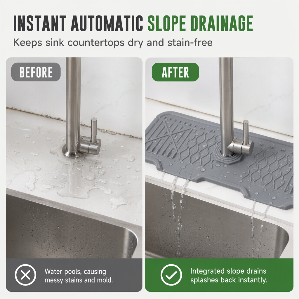 Faltbare Silikon-Spritzschutzmatte für den Wasserhahn