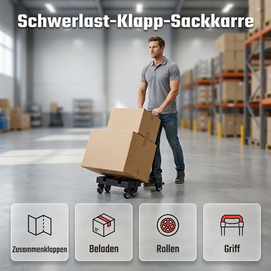 📢📢40% RABATT !!⏰Schwerlast faltbarer sechsrädriger Handwagen