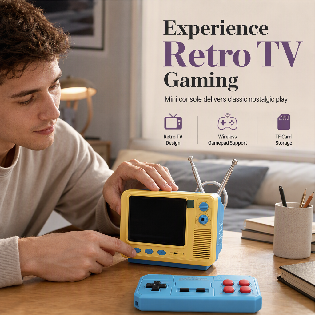 Klassische Retro-Mini-Bücherregal-TV-Handheld-Spielkonsole GV300S Neue TF-Karten-Version Nostalgischer kabelloser Game Player