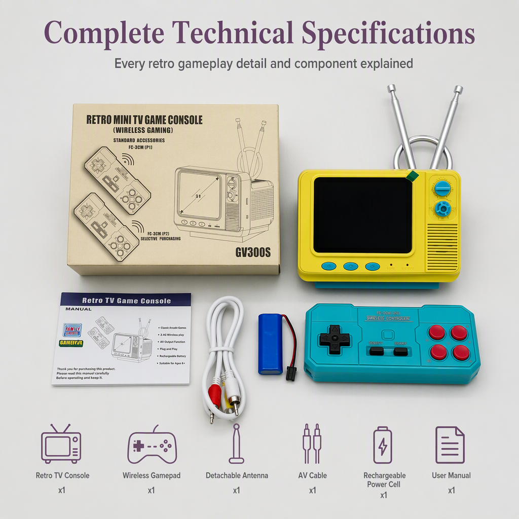 Klassische Retro-Mini-Bücherregal-TV-Handheld-Spielkonsole GV300S Neue TF-Karten-Version Nostalgischer kabelloser Game Player